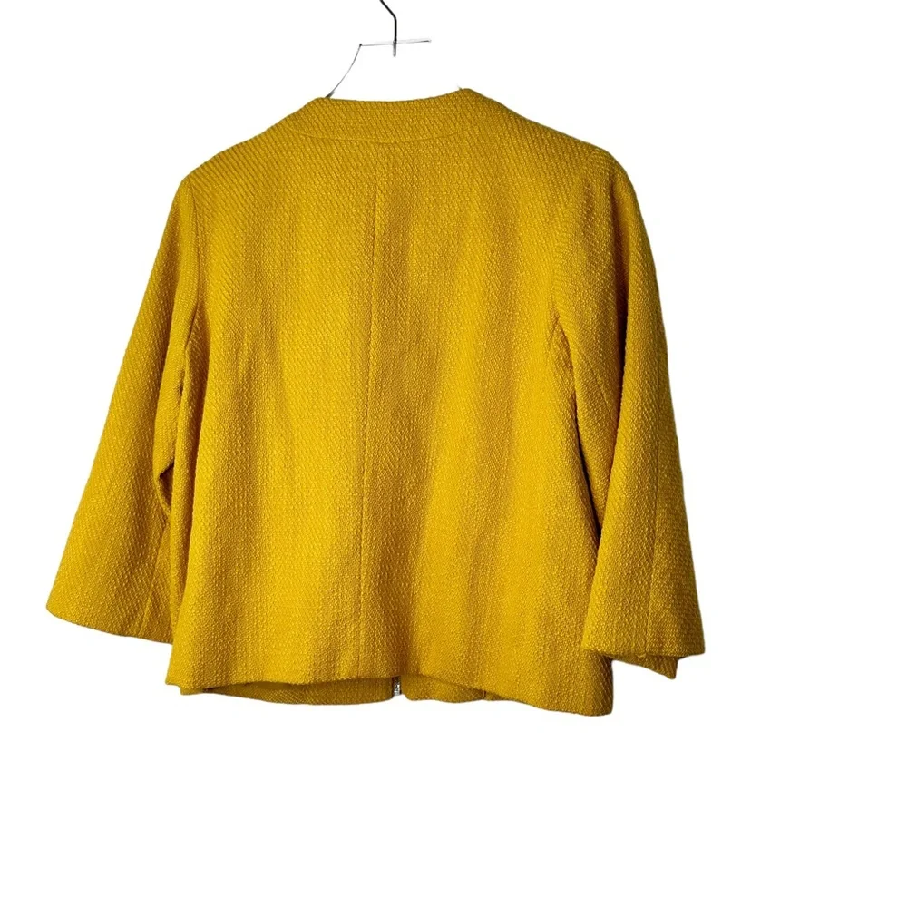 NWT Chicos Textured LS Jacket Glistening Yellow Medium/8 - Picture 7 of 13